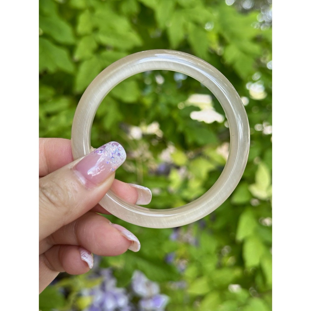 Champagne Cat's Eye Bangle Bracelet Translucent  Chatoyant Stone 57mm C02